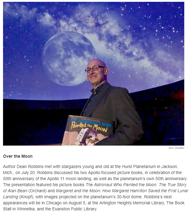 Dean Robbins appearance at Hurst Planetarium featured in Publishers Weekly.