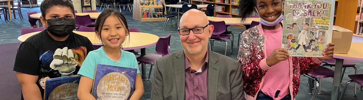 Children's author Dean Robbins signs books at Brown Deer Elementary School